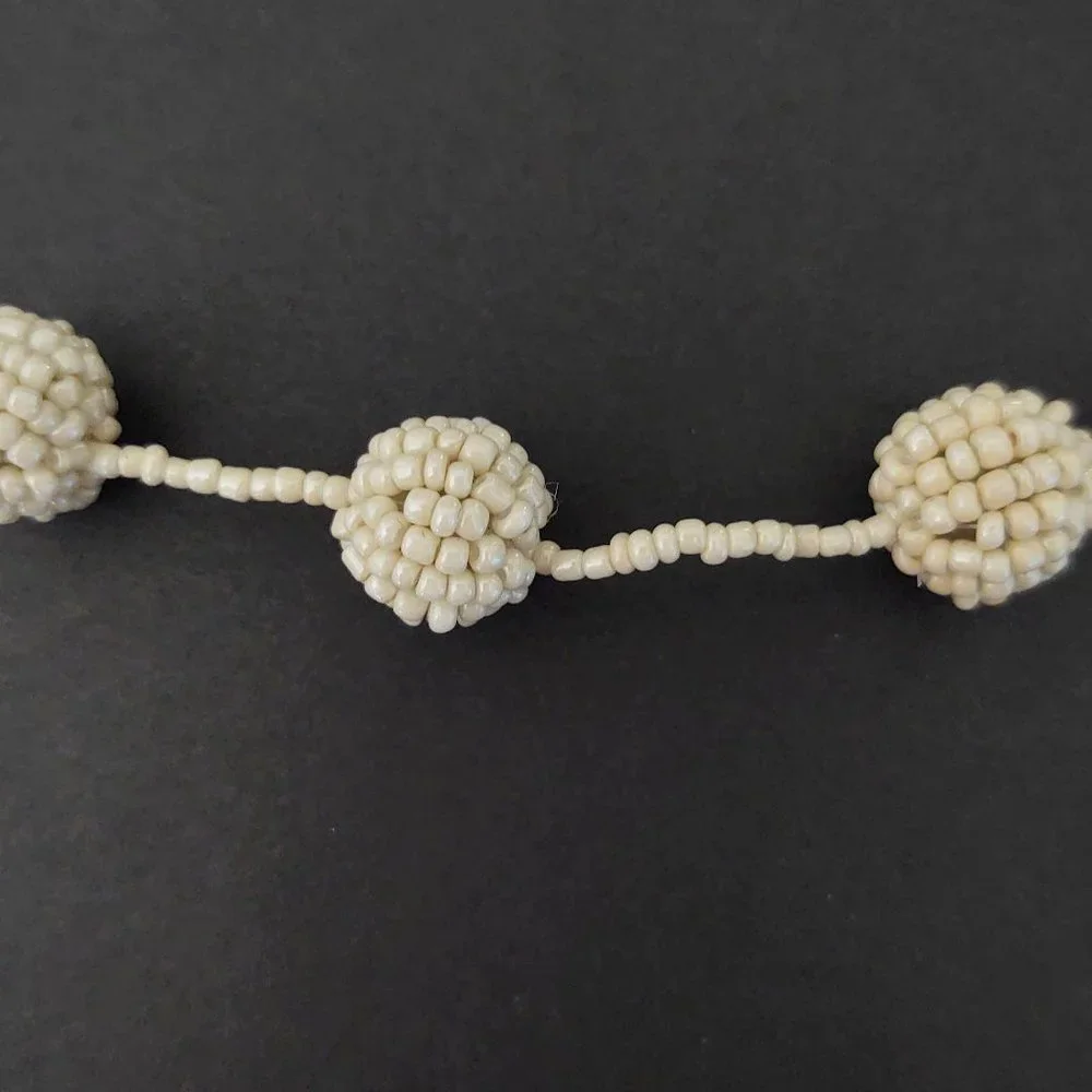 Coldwater Creek long cream seed bead ball necklace